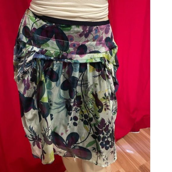 Anthropologie Weston Floral Silk Mini Skirt Size 4 - Picture 2 of 7